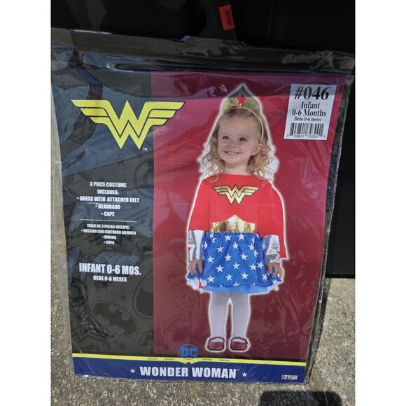 Wonder Woman‎ Infant Baby Girls 0-6 Months Halloween Costume 3 Pieces NEW - Picture 2 of 5